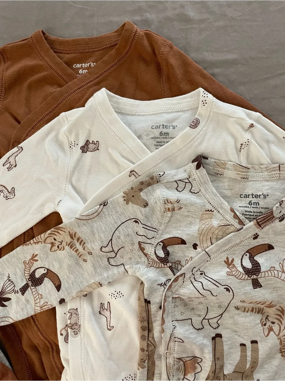 Carter's Baby Neutral Animal Print & Solid Pants Set - Brown & Light Gray